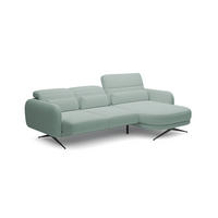 ECKSOFA Barillo – Verstellbare Rückenlehne, Stahlfüße, Elegante Armlehnen, Drei Rückenkissen, Freistehend, 261x170x97 cm – Rechte, Grün - Grün, Holz/Textil (261/170cm) - DomoHome