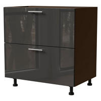 SCHUBALADENUNTERSCHRANK Essen D2A/90/1A Graphit Hochglanz / Lava Matt 90 / 50 / 82cm - Dunkelgrau/Graphitfarben, Holz/Holzwerkstoff (90/82/50cm) - Feldmann-Wohnen