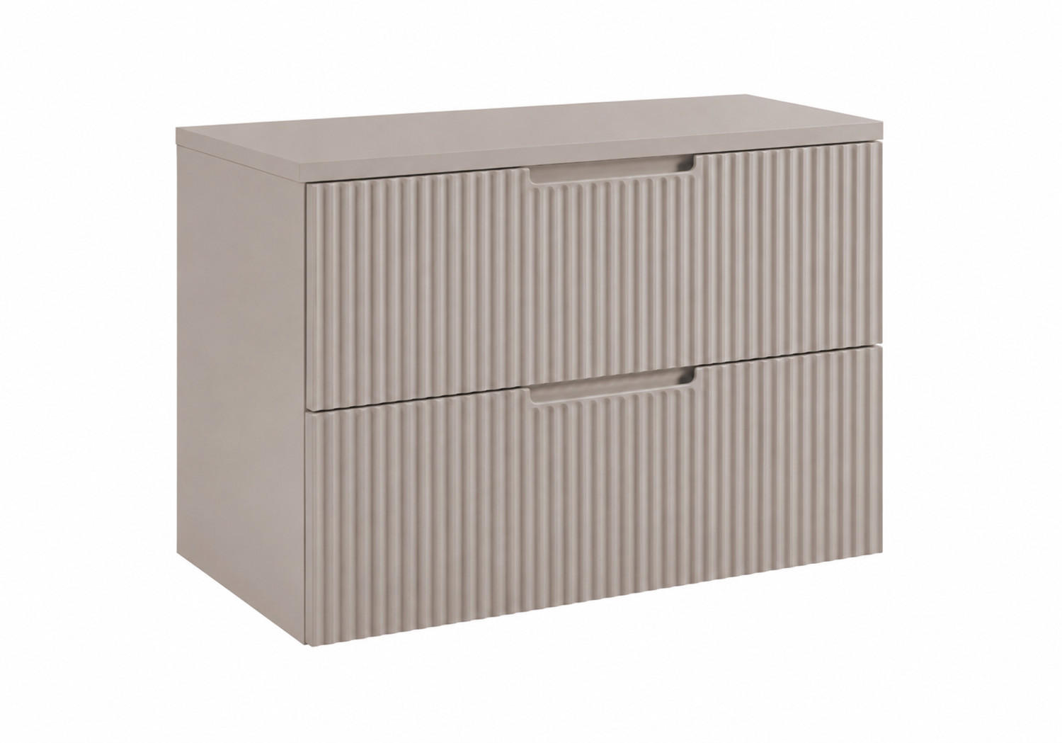 BADEZIMMERSCHRANK hängend 80 mit Schubladen, Korpus in Kaschmir + Platte in Kaschmir, mit Griffen, 80 x 46 x 58,6 cm - Beige, Holzwerkstoff (80/58.6/46cm) - 3XE LIVING