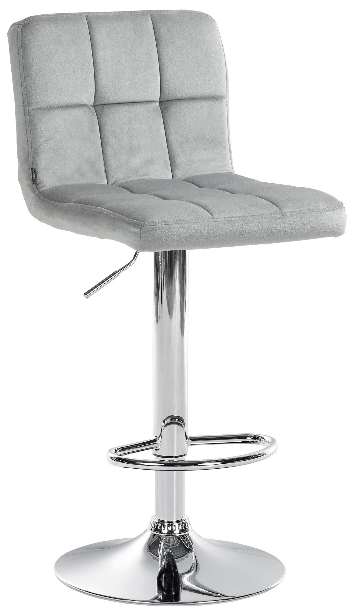 BARHOCKER Samt grau - Chromfarben/Grau, Textil/Metall (46/94/47cm) - CLP