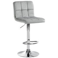 BARHOCKER Samt grau - Chromfarben/Grau, Textil/Metall (46/94/47cm) - CLP