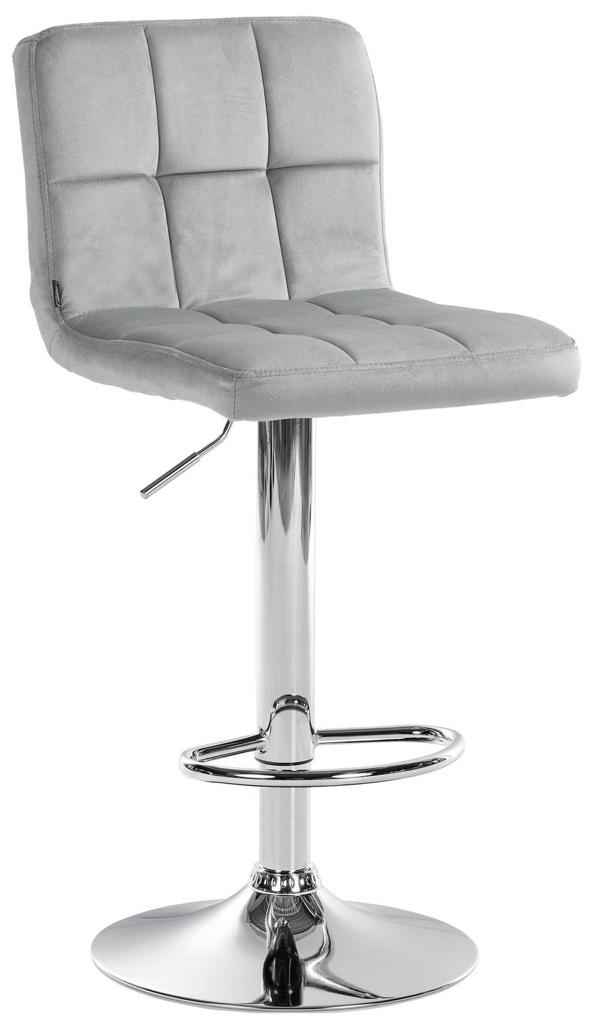 BARHOCKER Samt grau - Chromfarben/Grau, Textil/Metall (46/94/47cm) - CLP