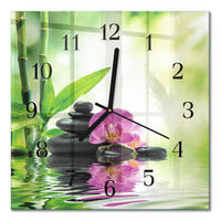 WANDUHR 30x30 cm - Spa Orchidee - Grün, Glas (30/30/0.4cm) - TULUP