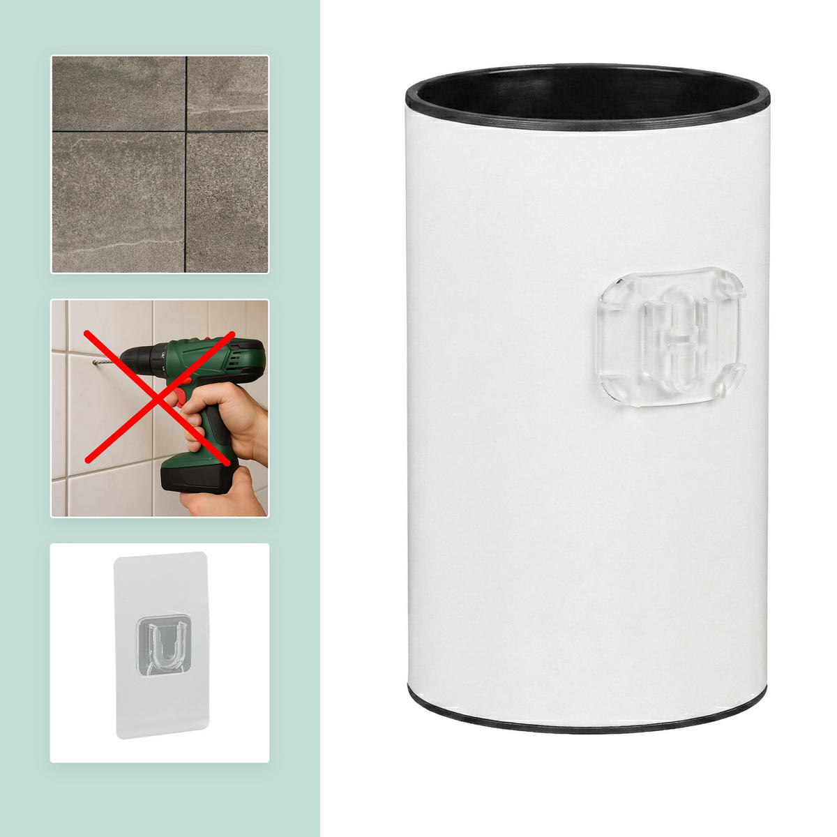 TOALETNÍ štětka - bílá, kov/plast (9/38.5/10cm) - Relaxdays