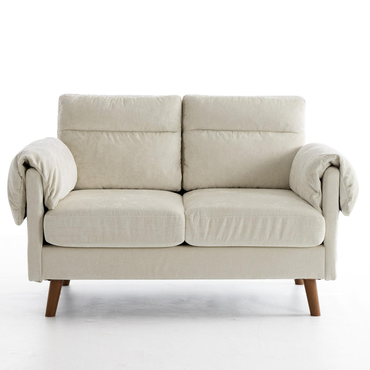 SOFA 2-Sitzer aus Chenille Beige - Beige, Holzwerkstoff (70/85/124cm) - Meubliv