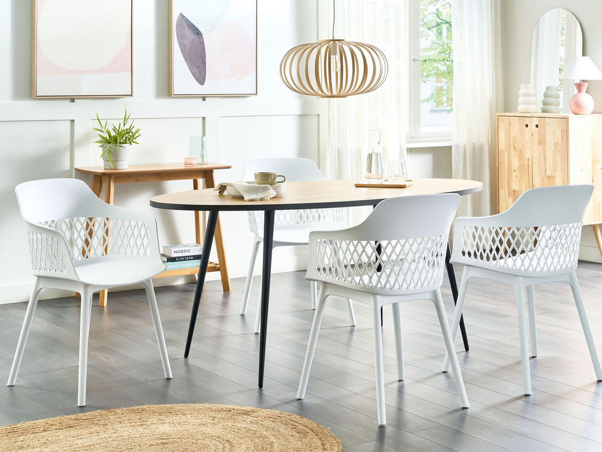 ESSZIMMERSTUHL 2er-Set Kunststoff Weiß Almira - Weiß, Kunststoff (54/84/50cm) - Beliani