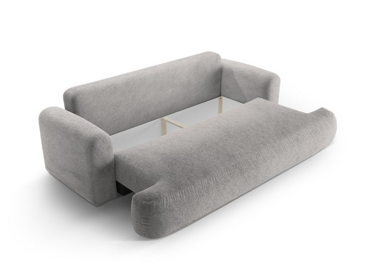 SOFA ausklappbar mit Bettkasten Ella aus strukturiertem Stoff dunkelbeige 3 Sitzplätze - Mokka, Textil (108/94/271cm) - Micadoni