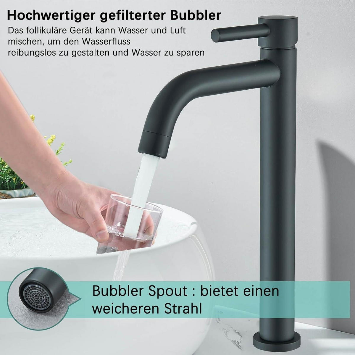 WASCHTISCHARMATUR Hoch Schwarz - Schwarz, Metall (30.7/9.6/15cm)