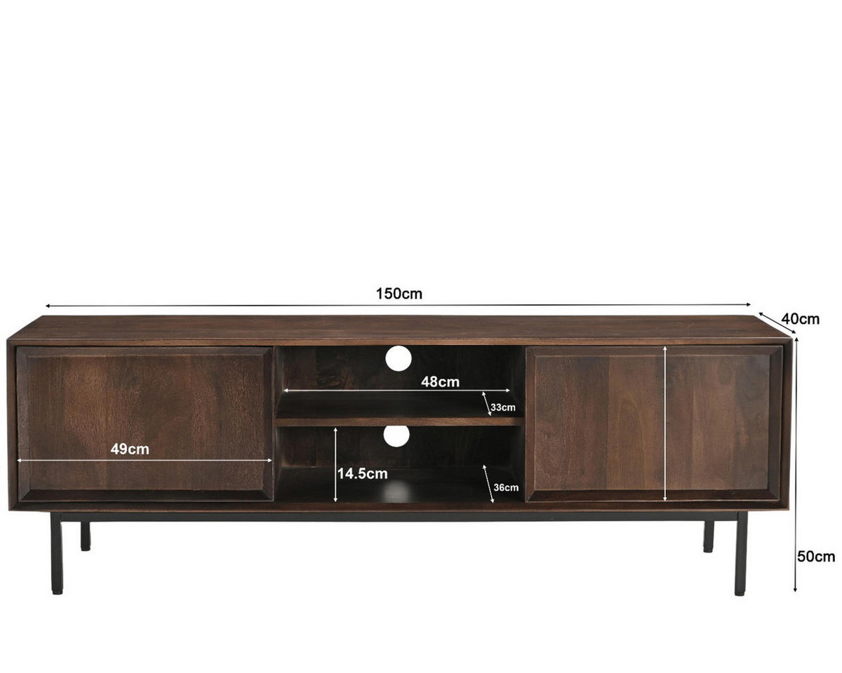 TV-SCHRANK aus Akazienholz 150x40x50cm, dunkelbraun - Dunkelbraun, Holz (150/150/40cm) - Livingfurn