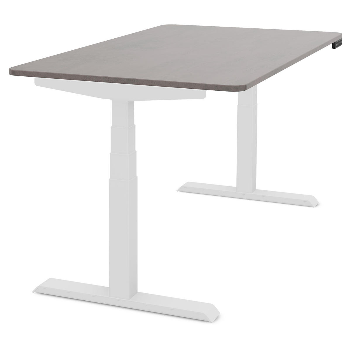 SCHREIBTISCH Elektrisch Höhenverstellbarer Familien Schreibtisch Pitino Curved Sichtbeton Anthrazit Signalweiß 120/70/52.5-121cm - Schieferfarben/Weiß, Holzwerkstoff/Metall (70/120/121cm) - ASSMANN
