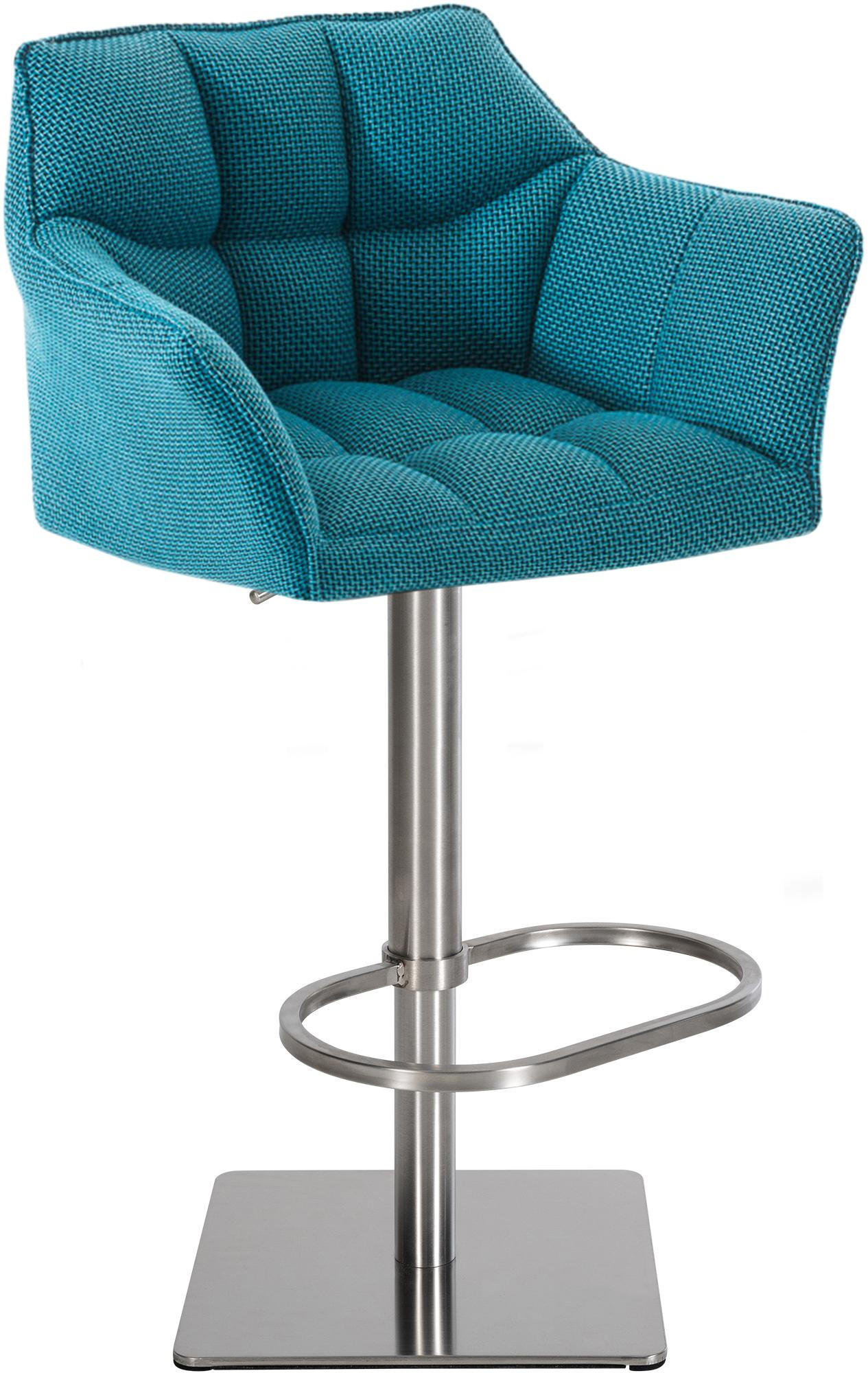 BARHOCKER Stoff Türkis - Türkis/Edelstahlfarben, Textil/Metall (64/88/45cm) - CLP