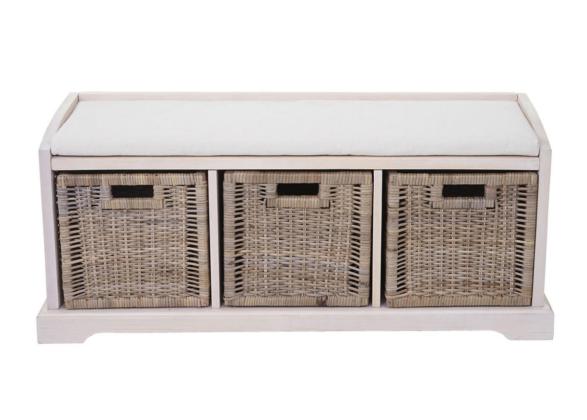 SITZBANK Weiß - Weiß, Holz (112/46/37cm) - MCW
