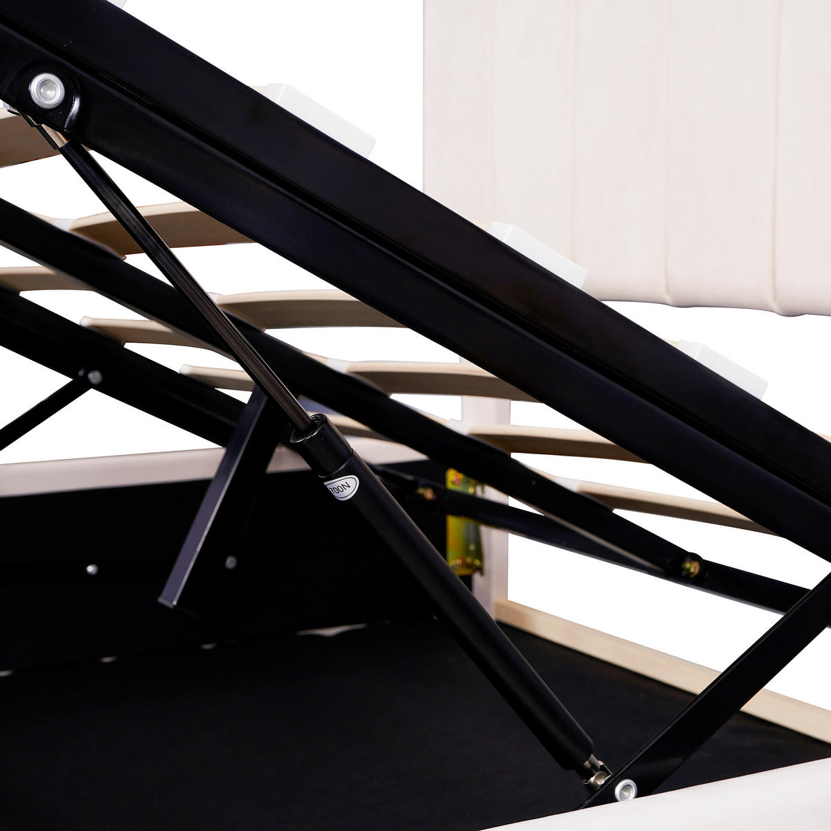 POLSTERBETT 140x200 Hydraulisch Stauraum Kopfteil Samtstoff Cremeweiß - Creme, Holzwerkstoff - FLIEKS