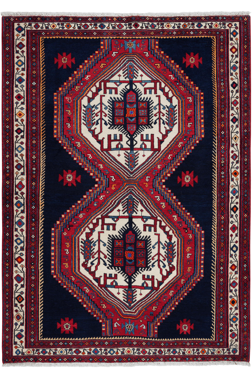 ORIENTTEPPICH handgeknüpft Afshar Blau 229/162 cm Schurwolle - Blau, Textil (162/229cm) - Looma