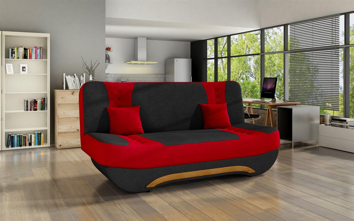 SCHLAFSOFA Kandy - Rot, Holzwerkstoff/Textil (189/88/90cm) - Fun Möbel
