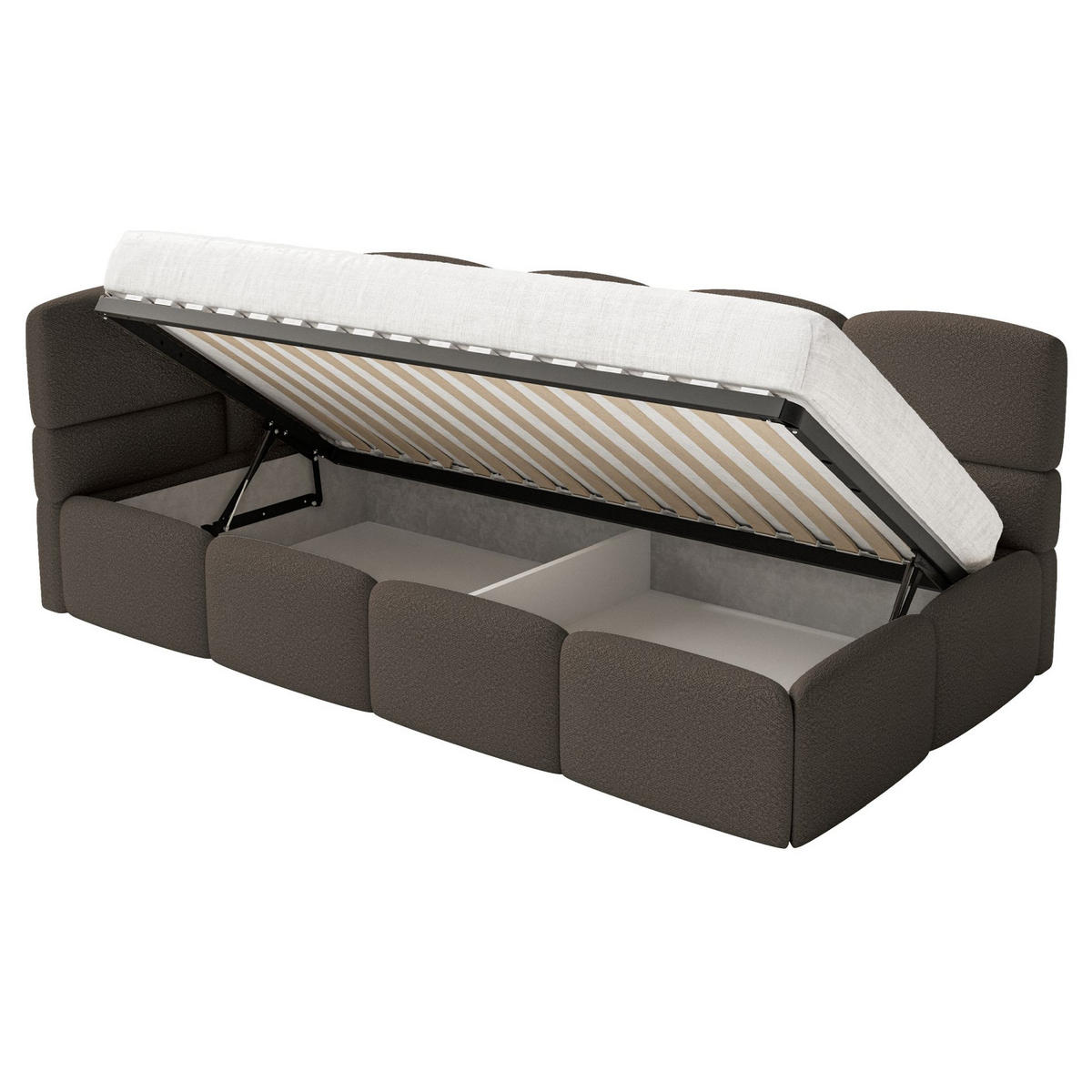 JUGENDBETT Cloudy links Bouclé Braun - Braun, Kunststoff/Textil (90/200cm) - Selsey