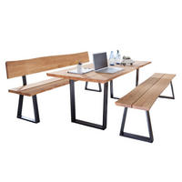 TISCHGRUPPE Daffie Esstisch mit 2 Sitzbänken aus Massivholz Wildeiche - Wildeiche, Holz (220/1/187cm) - 58aufmkessel