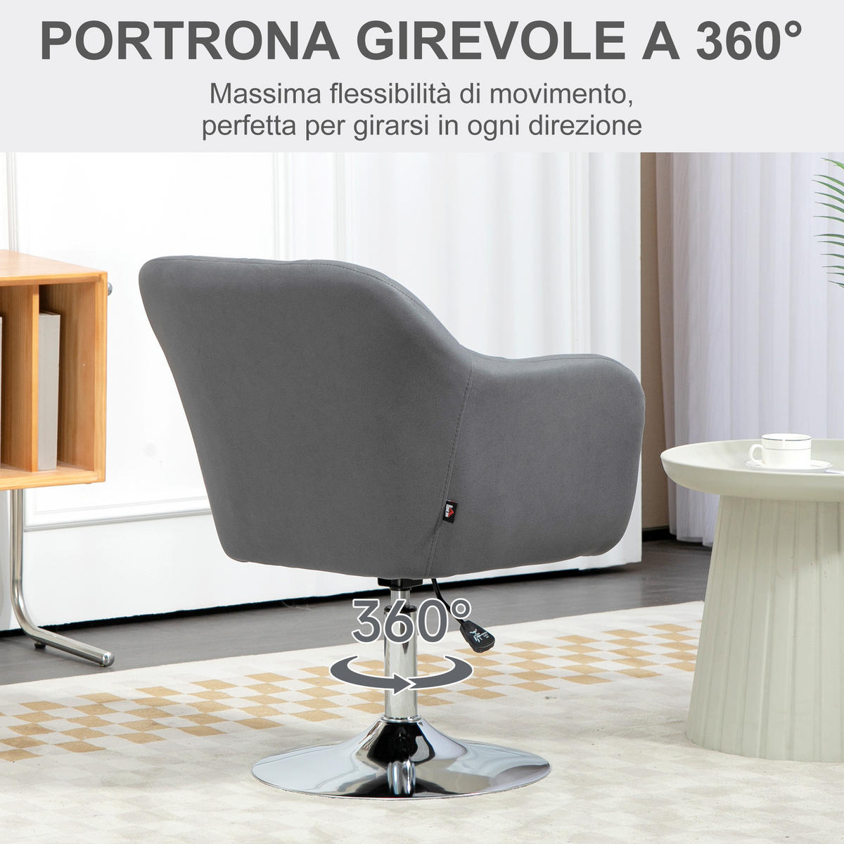 DREHSTUHL Grau 1 Stück - Grau, Textil (60/91/60cm) - GiPP