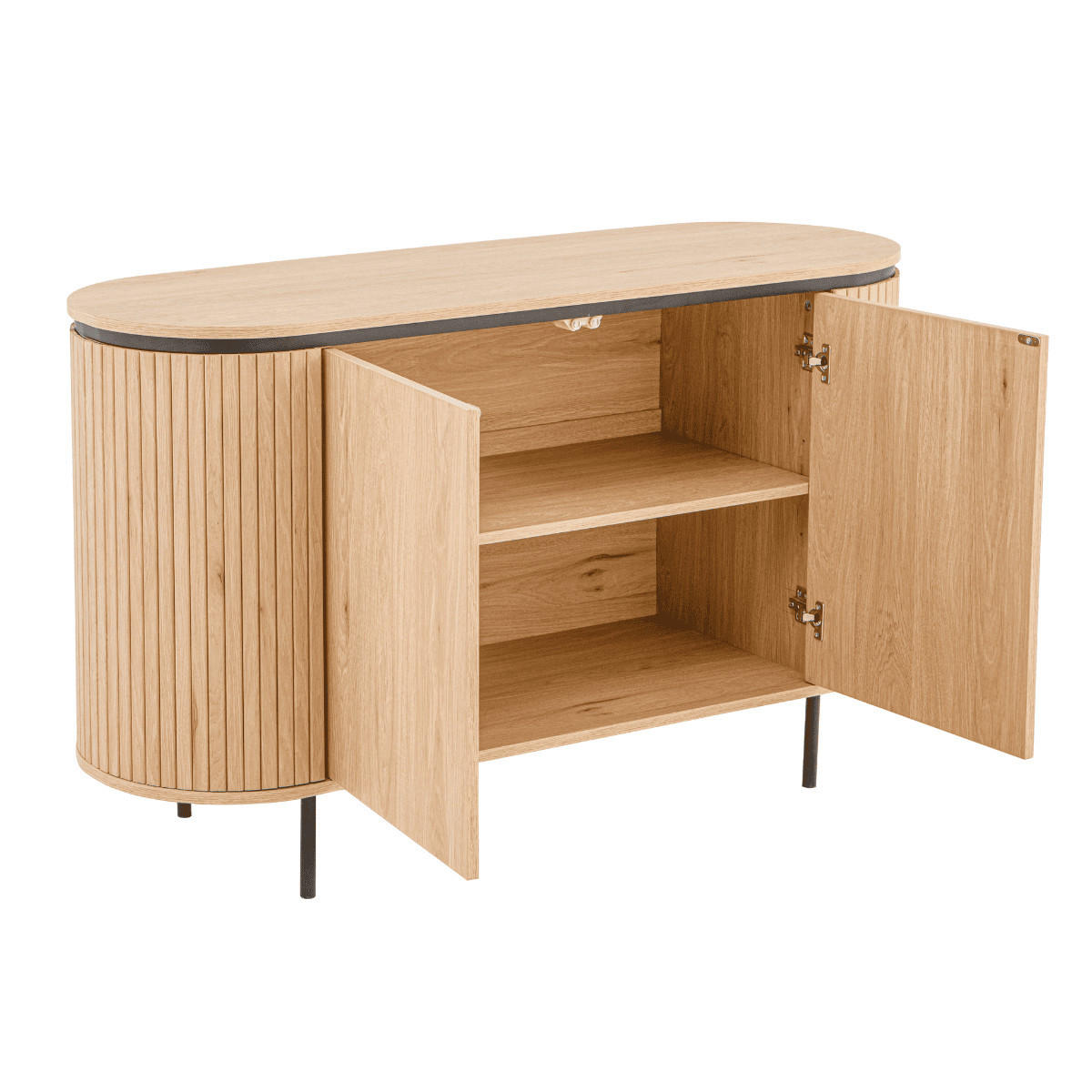 SIDEBOARD mit 2 Türen und seitlichem Rillen-Effekt malaga 120/40/72 cm - Eschefarben, Holzwerkstoff (46/72/40cm) - Calicosy