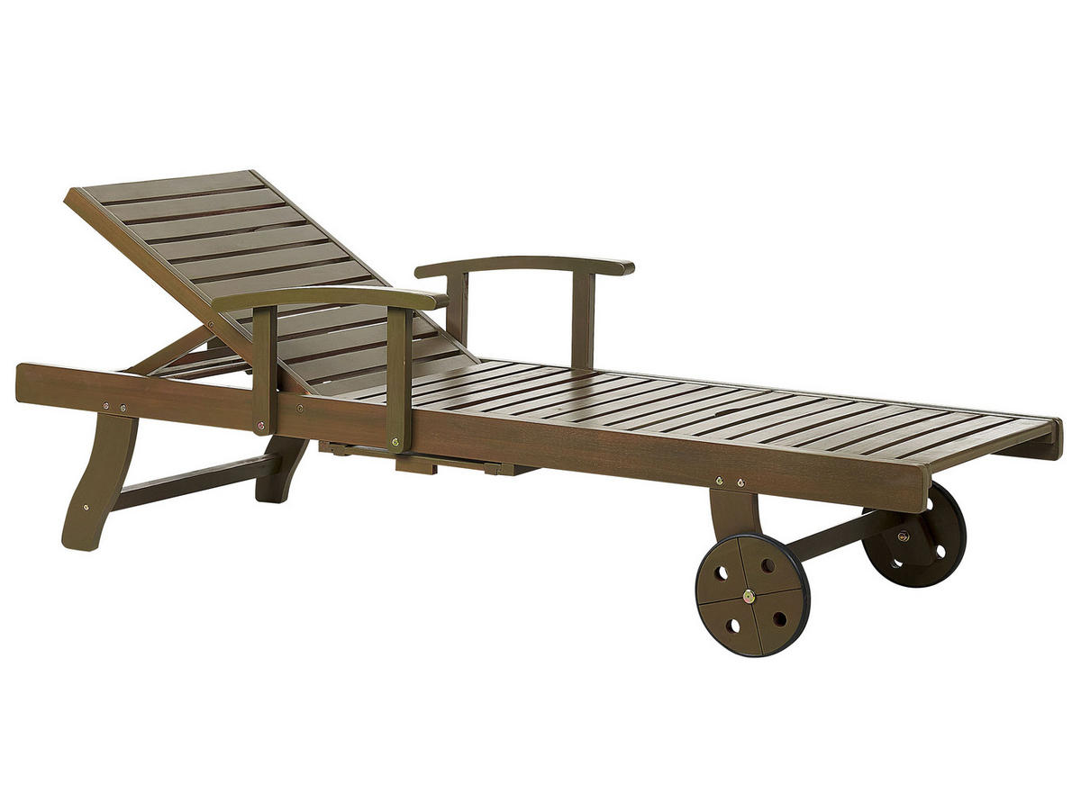 GARTENLIEGE dunkelbraun Amantea - Dunkelbraun, Holz (64/35/196cm) - Beliani