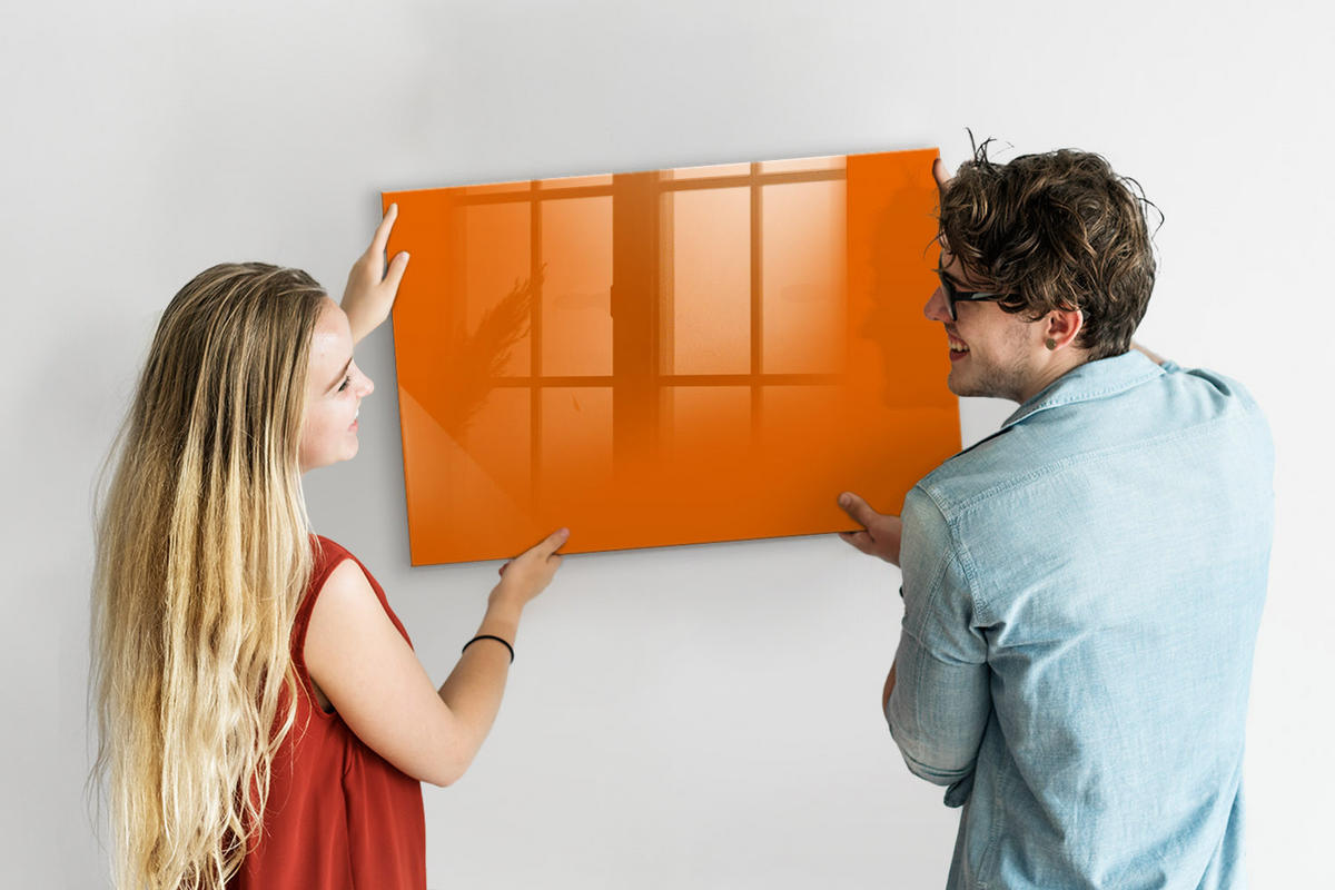 MAGNETTAFEL 90x60 Orange schwarzer Marker - Orange, Glas (90/0.4/60cm) - TULUP