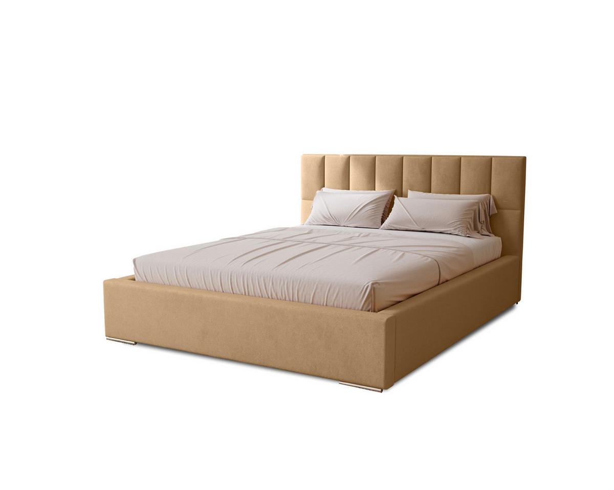 POLSTERBETT Dream 200x200 cm, Doppelbett mit Bettkasten und Lattenrost aus Holz, Velourstoff: Beige - Beige, Holz/Textil (200/200cm) - Marpur