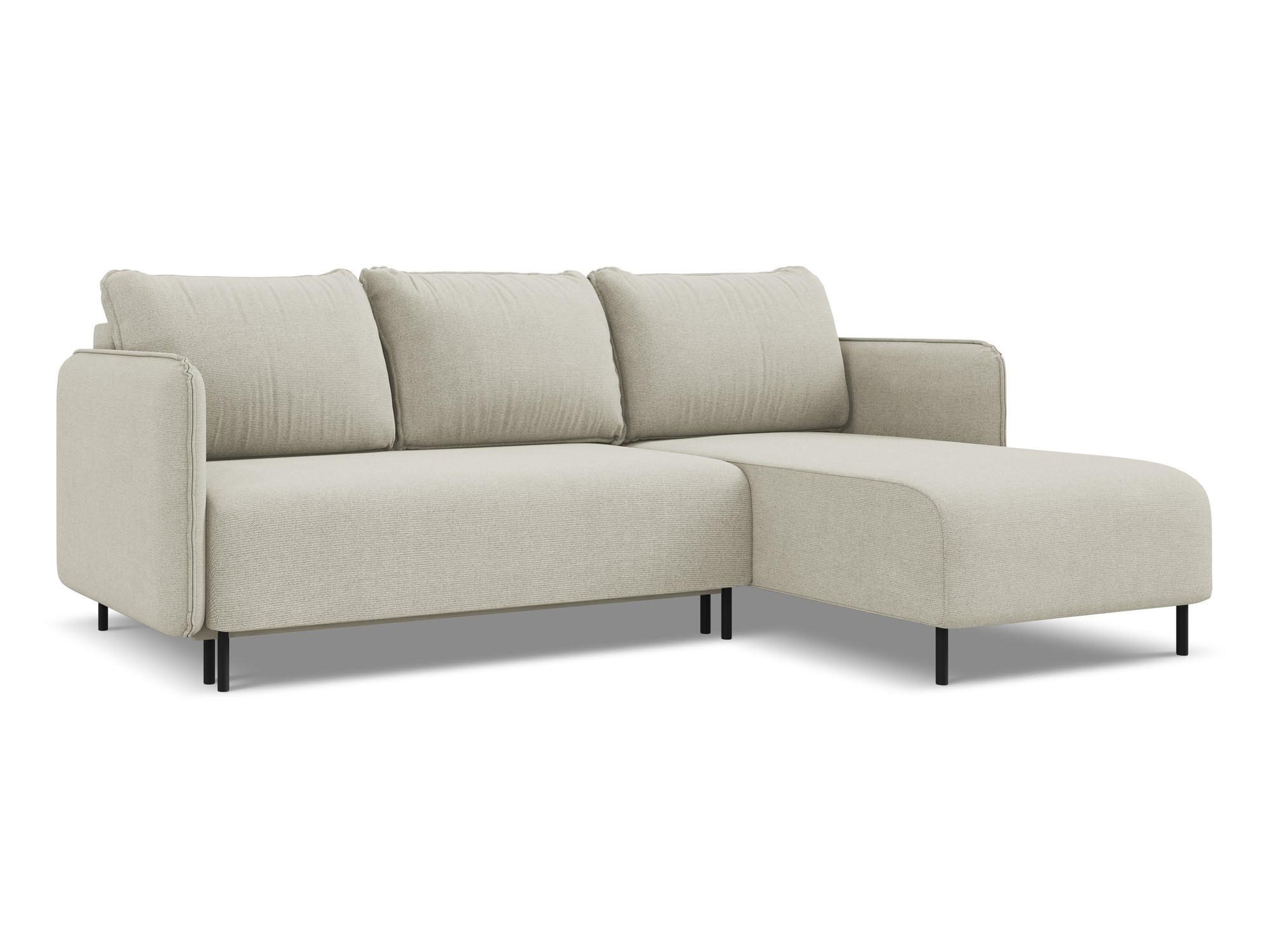 ECKSOFA mit Schlaffunktion Strukturstoff Stoff Beige - Beige/Creme, Holz/Textil (236/162cm) - Makamii