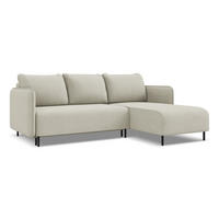 ECKSOFA mit Schlaffunktion Strukturstoff Stoff Beige - Beige/Creme, Holz/Textil (236/162cm) - Makamii