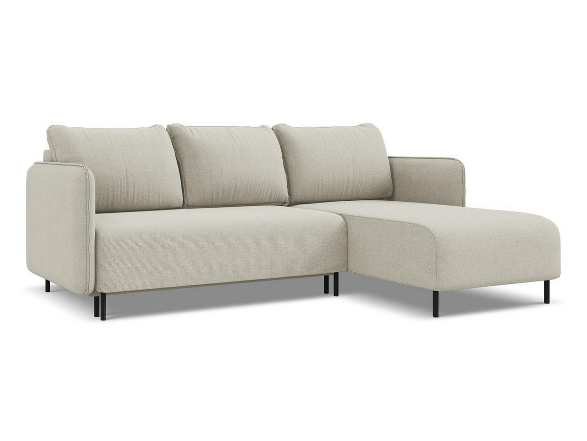 ECKSOFA mit Schlaffunktion Strukturstoff Stoff Beige - Beige/Creme, Holz/Textil (236/162cm) - Makamii