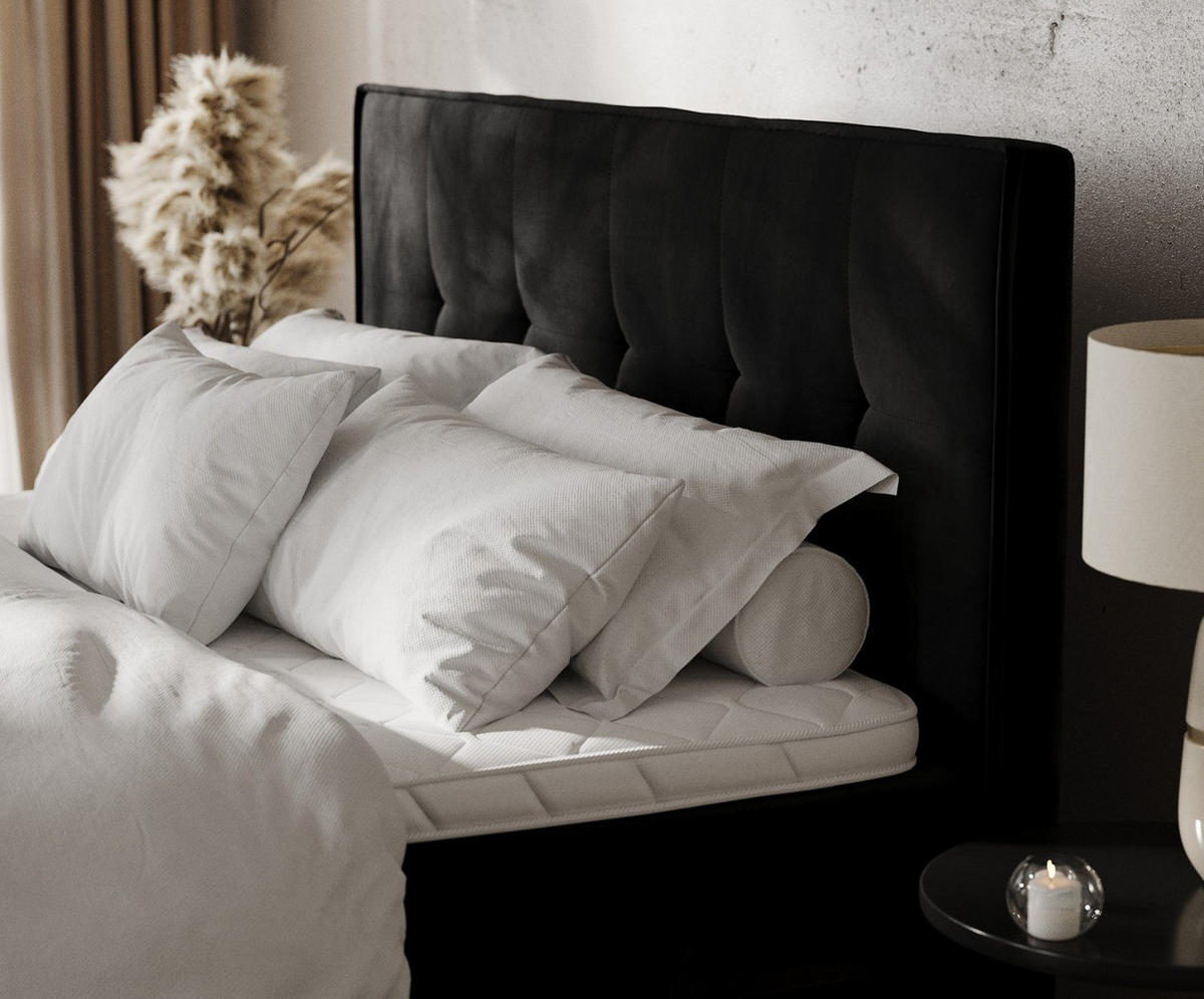 BOXBETT Tivra 180/200 cm Schwarz im Kronos Stoff - Schwarz, Holz/Holzwerkstoff (180/200cm) - AltaBeds