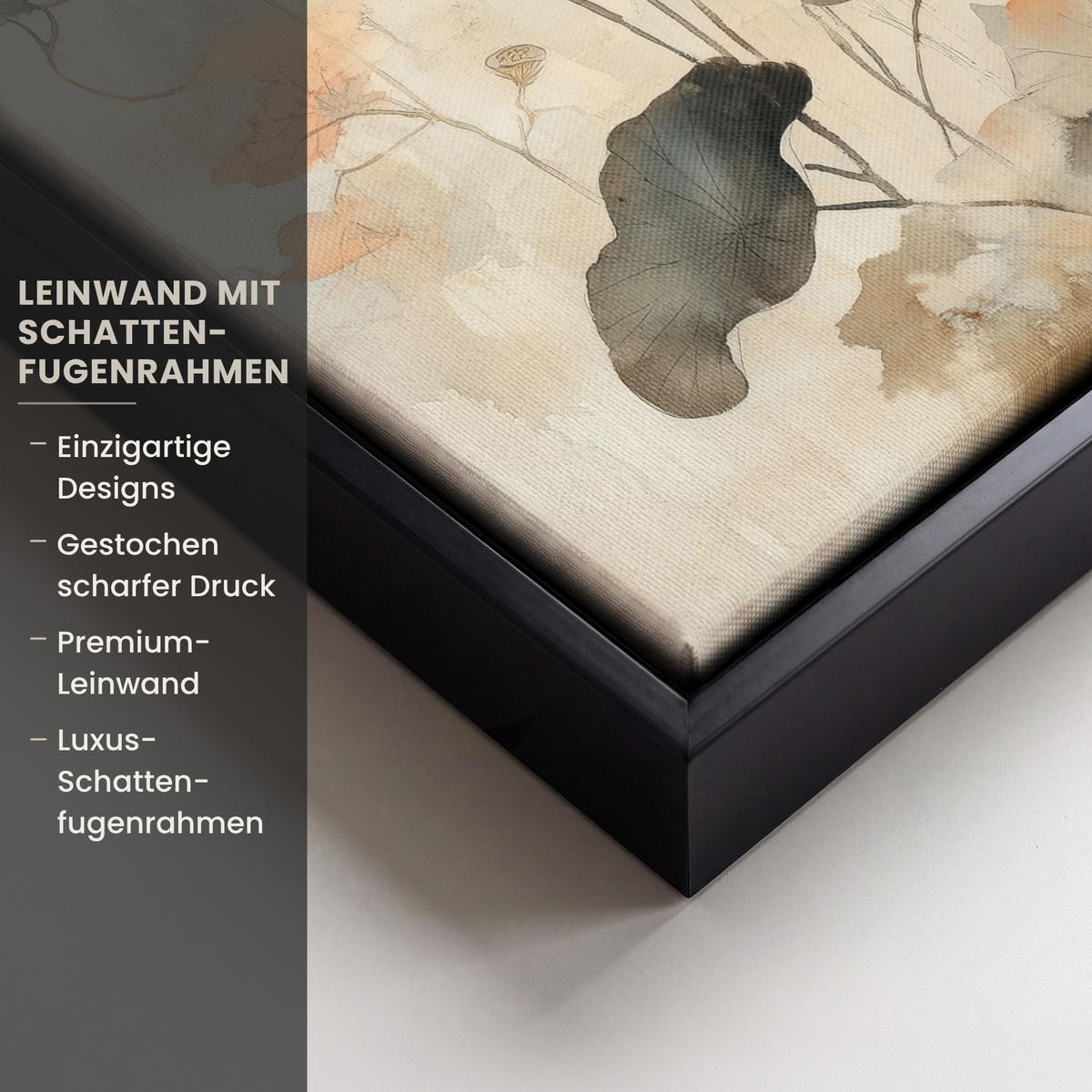 LEINWAND Bilder mit Rahmen - Blumen - Japandi - Wabi sabi - 20x30 - Sandfarben, Textil (20/30cm) - MuchoWow