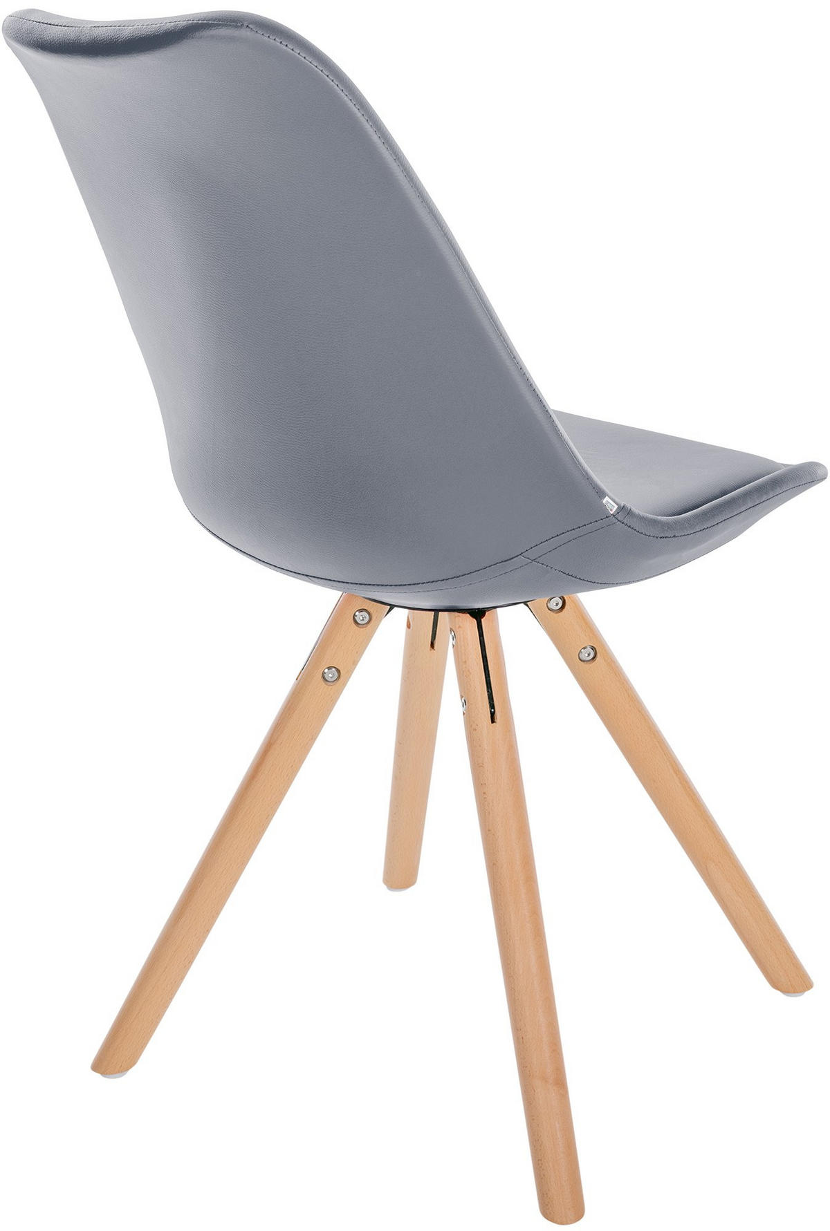 STUHL 4er Set Lederlook grau - Eukalyptusholzfarben/Grau, Holz/Textil (48/81/54cm) - CLP