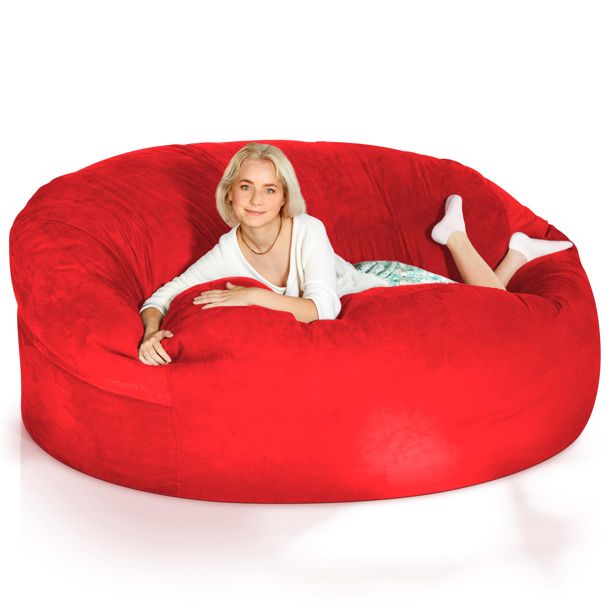 RIESEN-SITZSACK XXL JUMBO Velours 6ft - Rot, Textil (180/120/180cm) - Green Bean