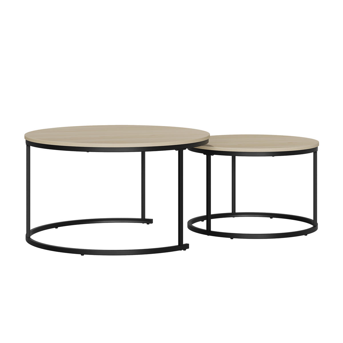 COUCHTISCH-SET DE-37281 80cm 2er-Set rund mit Nesting-Design Eiche - Eichefarben, Holzwerkstoff (80/80/45cm) - ComfortXL