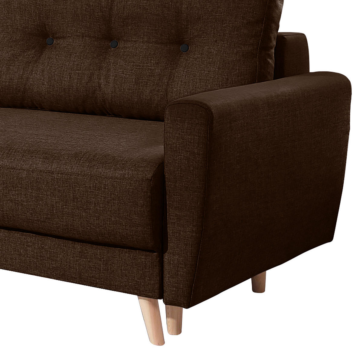 3-SITZER SOFA - Hellbraun/Dunkelbraun, Textil (220/90/90cm) - home24