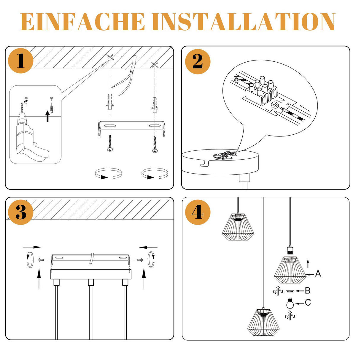 PENDELLEUCHTE BLICK Ⅲ 30/30/150 cm - Schwarz, Metall (30/30/150cm) - Nettlife
