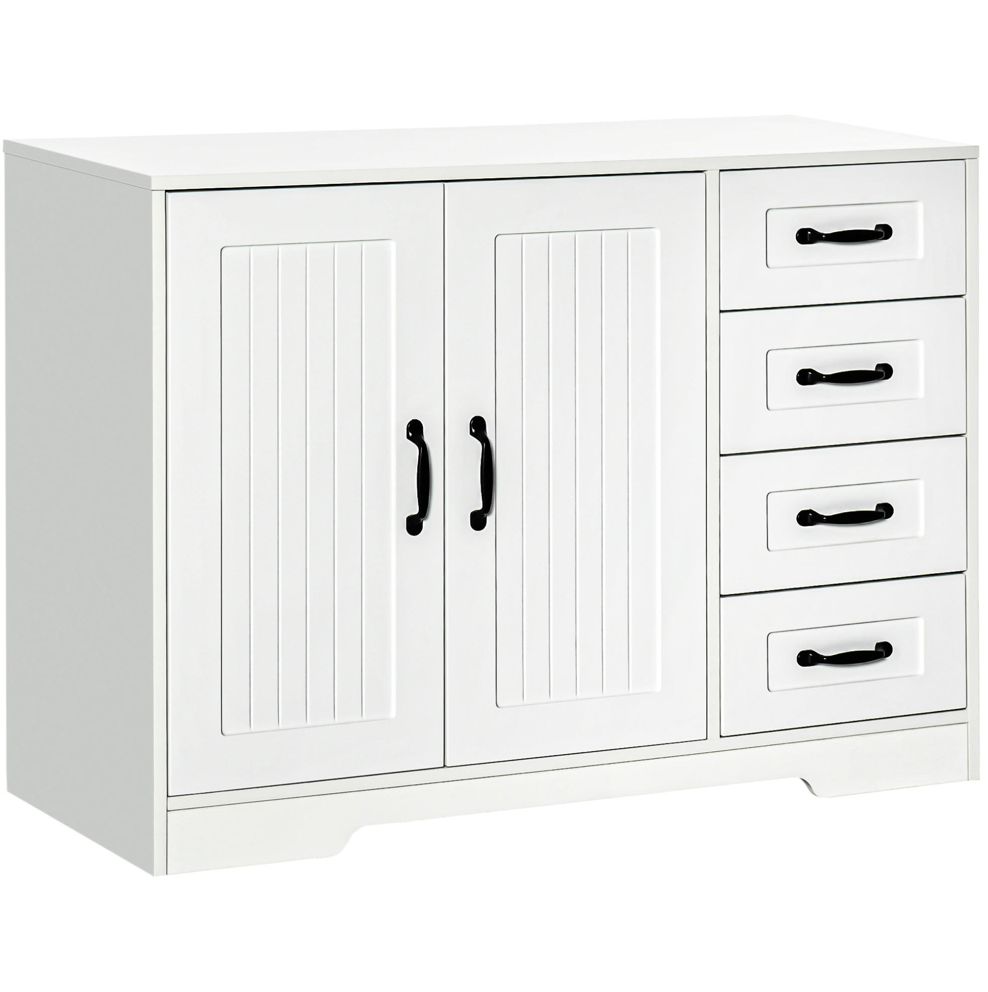 SIDEBOARD 105/40/76 cm aus MDF mit 4 Schubladen und verstellbarem Einlegeboden Weiß - Weiß, Holzwerkstoff (105/76/40cm) - Modenvie