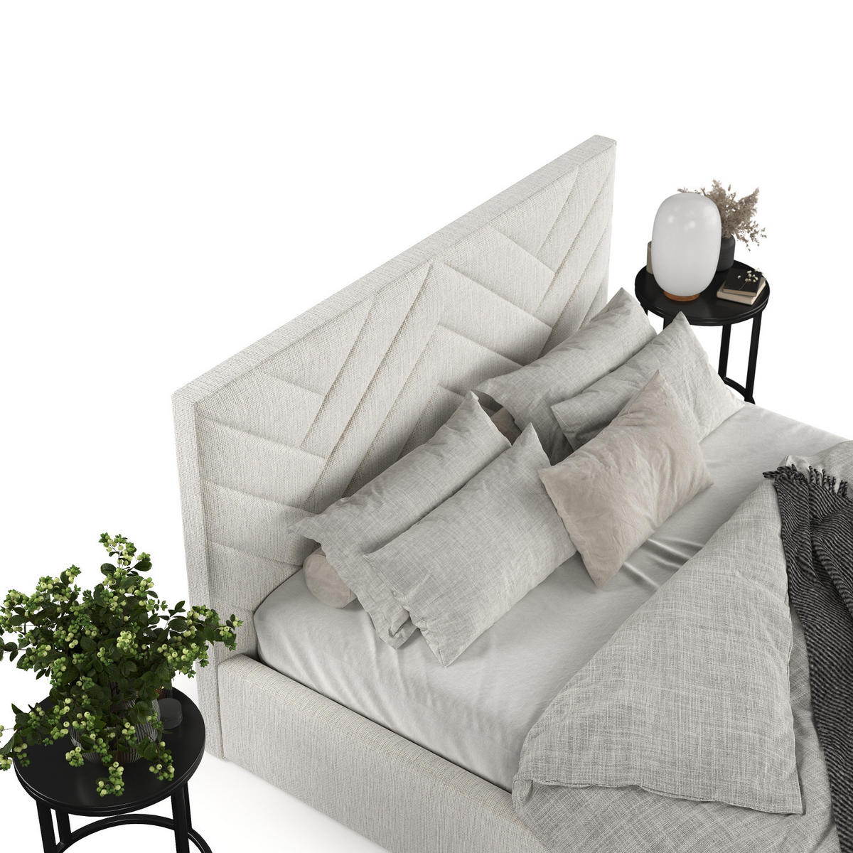 POLSTERBETT Arco 160/200 cm Beige im Inari Stoff - Beige/Schwarz, Holz/Holzwerkstoff (160/200cm) - AltaBeds