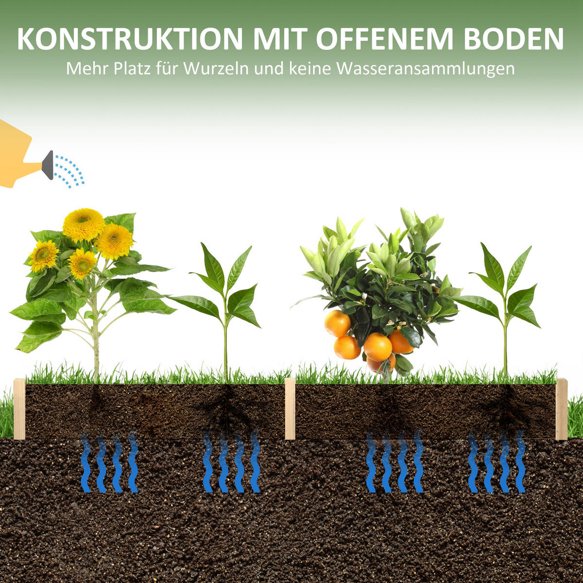 GARTENBEET, Naturfarben - Naturfarben, Holz (61.5/27/244cm) - Outsunny