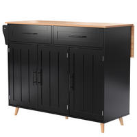 KÜCHENINSEL Schwarz-Natur 129/46/91.5 cm - Schwarz, Holzwerkstoff (129/91.5/46cm) - PANGIVO