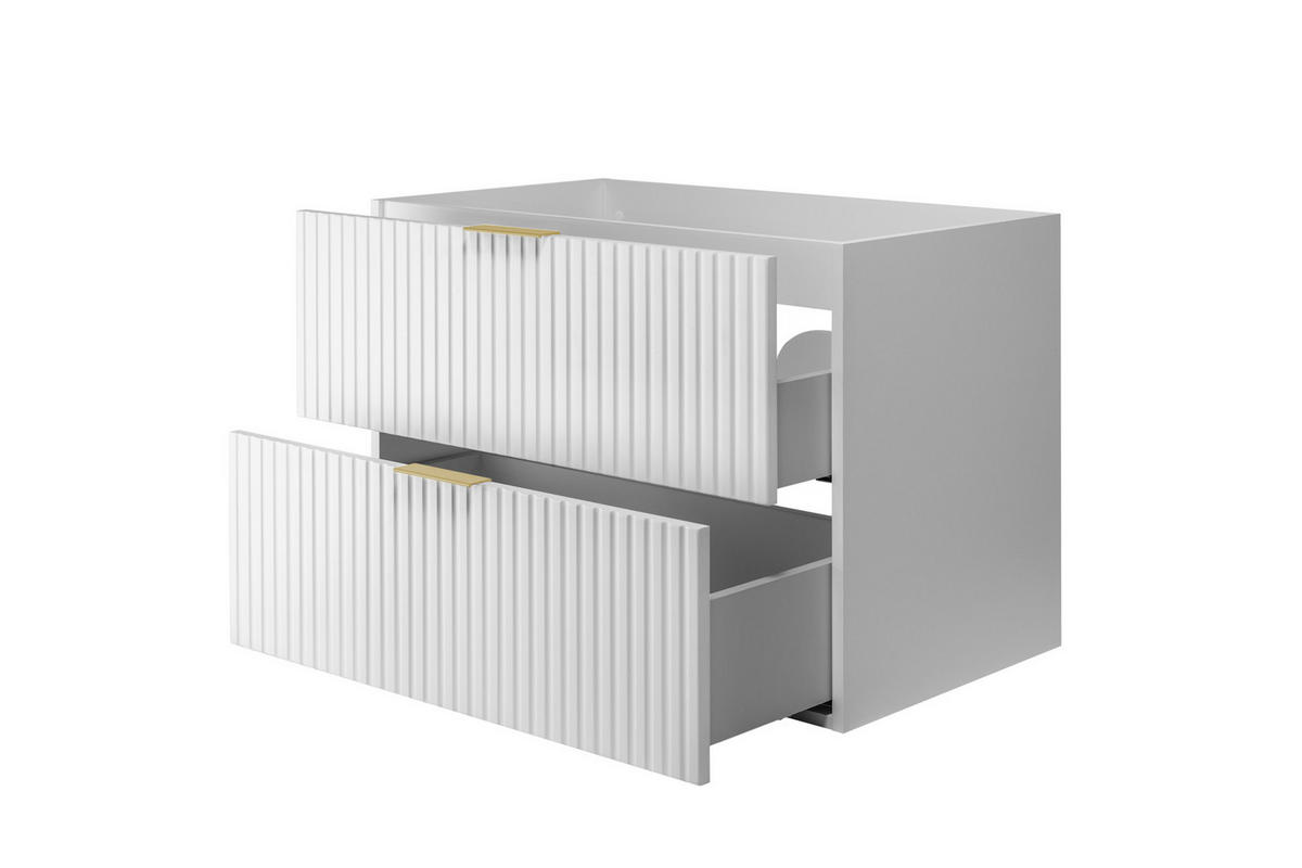 WASCHBECKUNTERSCHRANK, Weiß, 80 x 57 x 46 cm, Griff Gold, ohne Arbeitsplatte - Goldfarben/Weiß, Holzwerkstoff (80/57/46cm) - 3XE LIVING