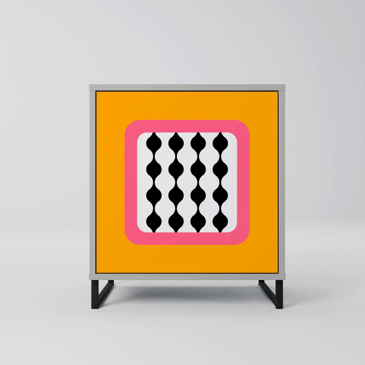 SIDEBOARD TEARS IN HEAVEN, Grau, 57,5x42x77,5 cm, Schräge Buchenholzfüße - Buchefarben/Multicolor, Holzwerkstoff/Buchenholz (57.5/77.5/42cm) - SpaceRebels