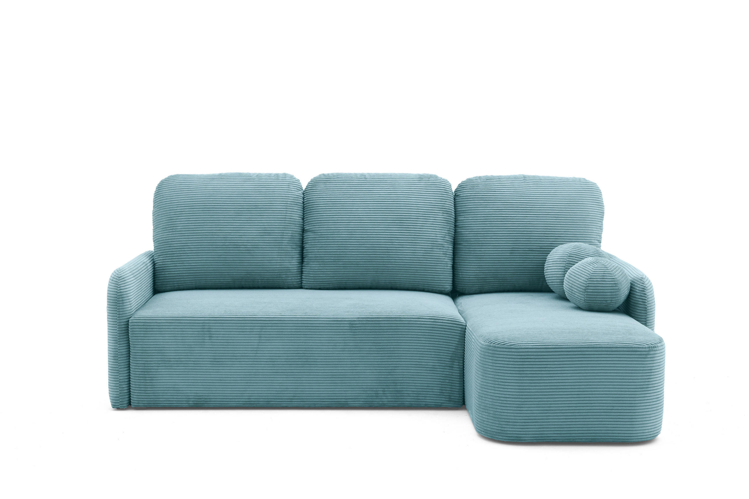 ECKSOFA CASPER L Rechts mit Schlaffunktion 132x198 Cord Blau - Blau/Schwarz, Holz/Kunststoff (145/217cm) - Muffo