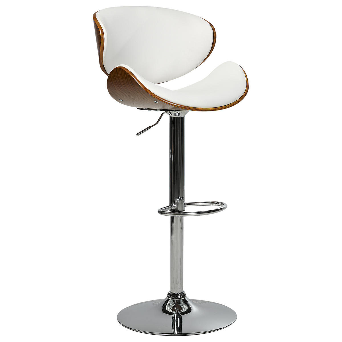 BARSTUHL 2er-Set Kunstleder drehbar Weiß Rotterdam - Weiß, Kunststoff (52/93/45cm) - Beliani