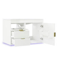 BADEZIMMERSCHRANK MDF 76x46x51 cm Weiß mit LED-App-Steuerung, Keramikwaschbecken, Wandmontage - Weiß, Holzwerkstoff (76/51/46cm) - Modfu