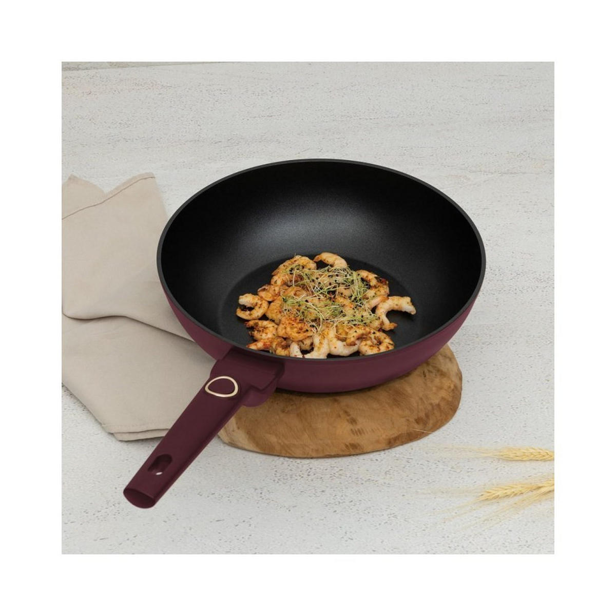 WOK Burgunderrot 28/28/7.4 cm BH8033 - Bordeaux, Metall (28cm) - Berlinger Haus