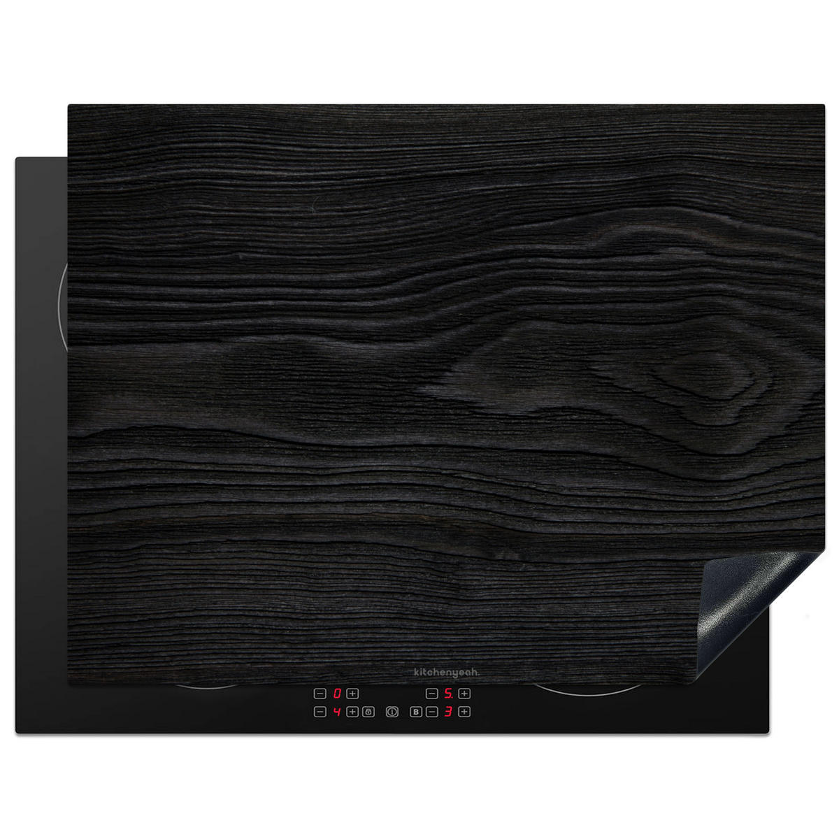 HERDABDECKPLATTE Schwarz - Holzoptik 77x59 cm - Schwarz, Kunststoff (77/0.2/59cm) - MuchoWow