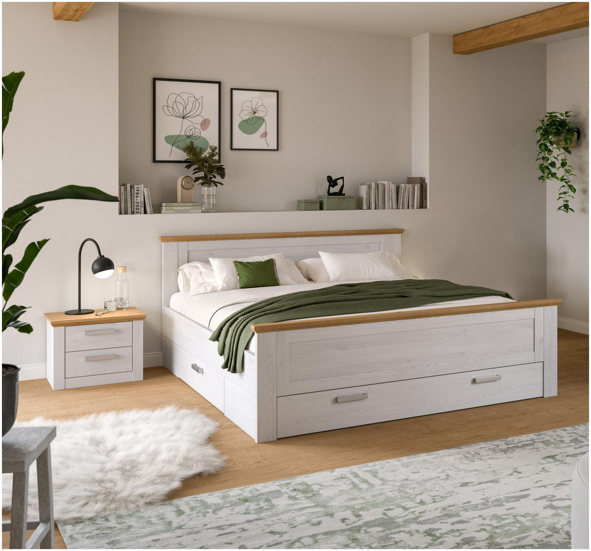 BETTANLAGE Verona Sibiu Lärche Nachbildung 245/90/209 cm - Lärchefarben, Holzwerkstoff - Xonox