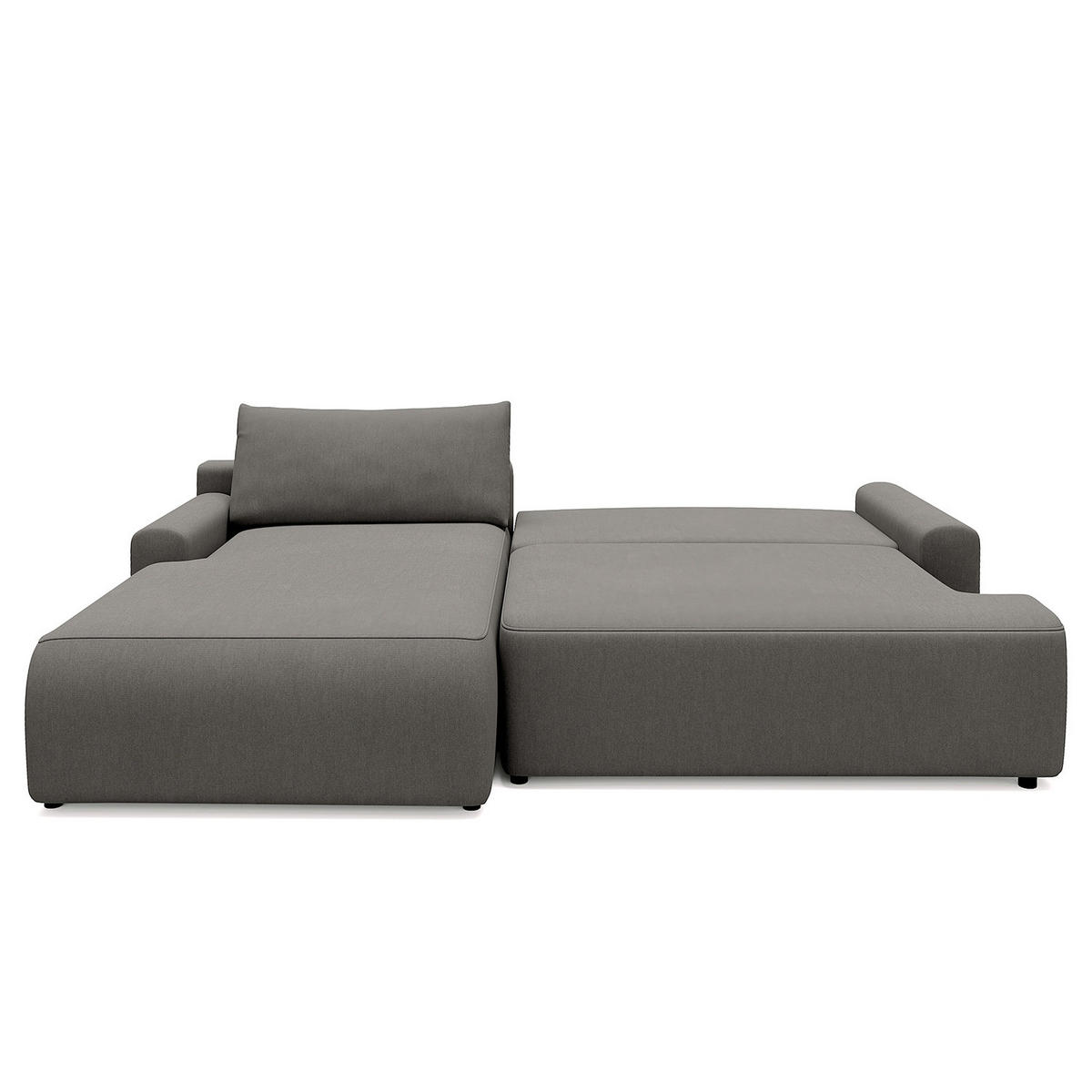 ECKSOFA mit Schlaffunktion - Longchair - Dunkelgrau/Schwarz, Kunststoff/Textil (253/167cm) - home24