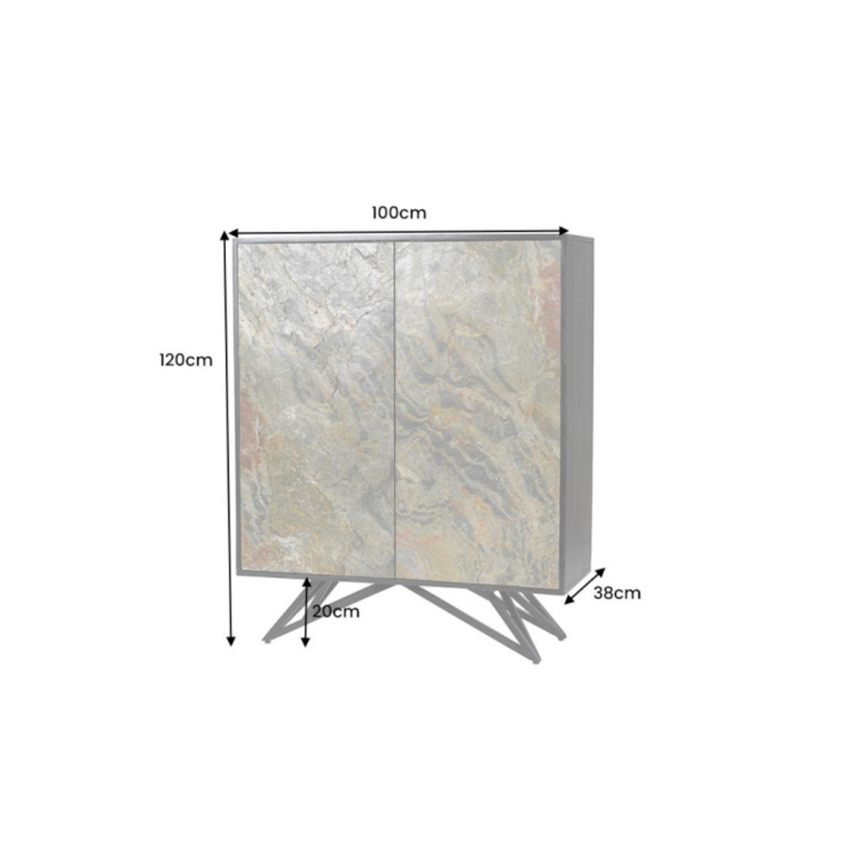 HIGHBOARD MOUNTAIN SOUL Akazie Grau|Grün 120cm - Schwarz/Grau, Holz/Stein (100/120/38cm) - riess-ambiente